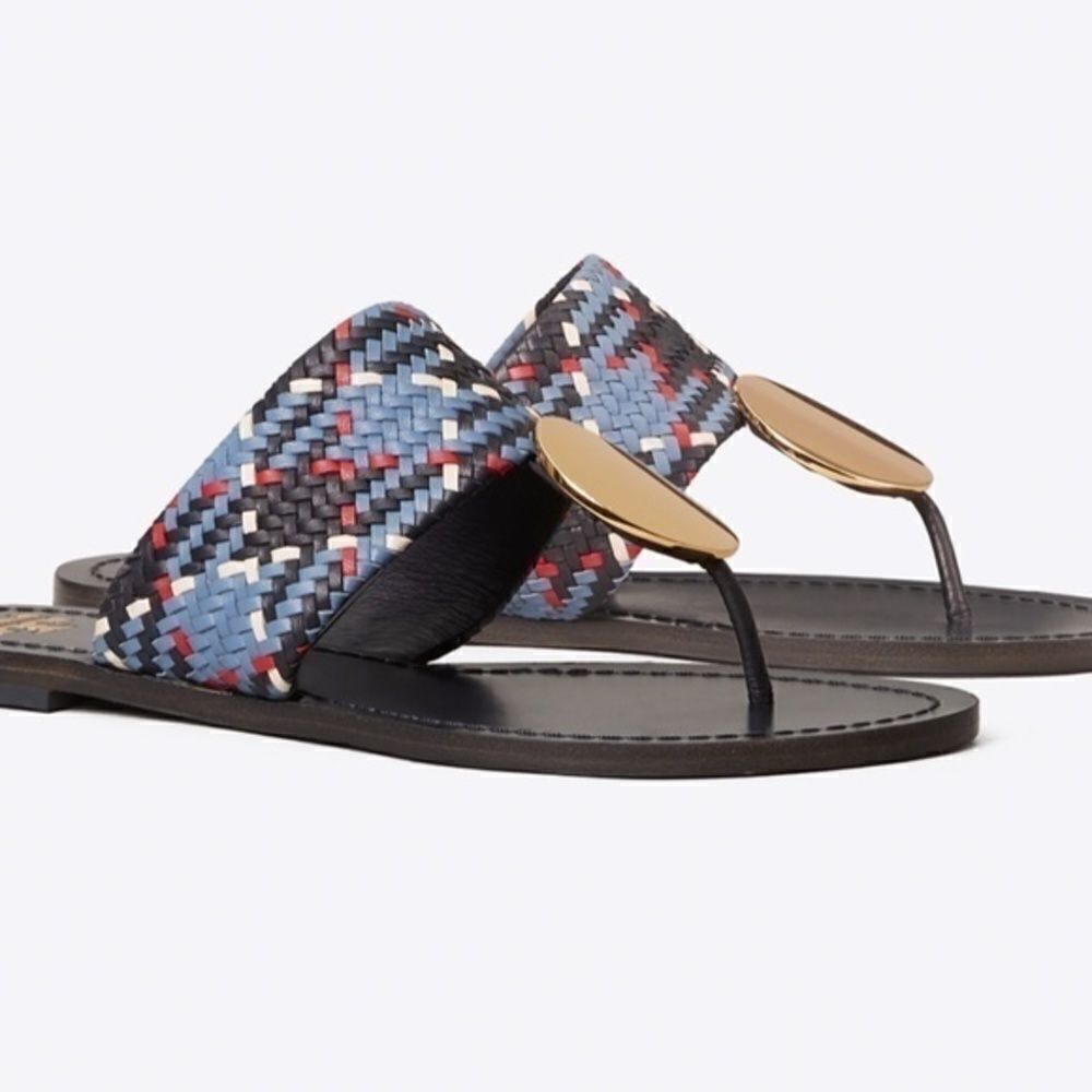 SOLD NWT TORY BURCH AUTHENTIC LEATHER PATOS DISC SANDALS 9​​ - Picture 5 of 12